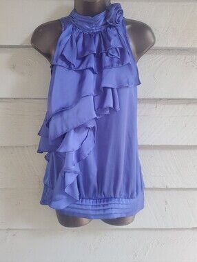 Royal Blue Ruffle Halter Tank Top